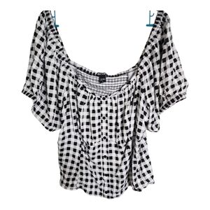 Hottop Black and White Gingham Blouse NWT 4x